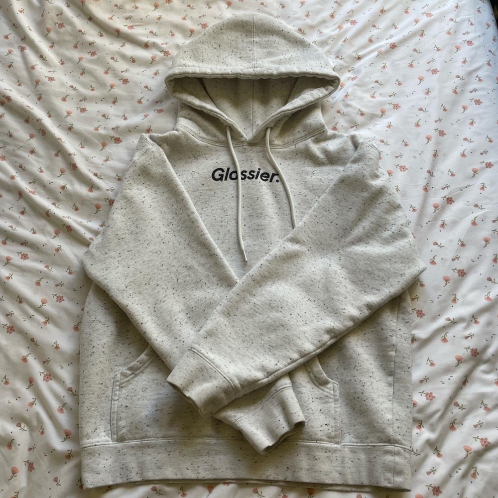 White Terrazzo Glossier hoodie
